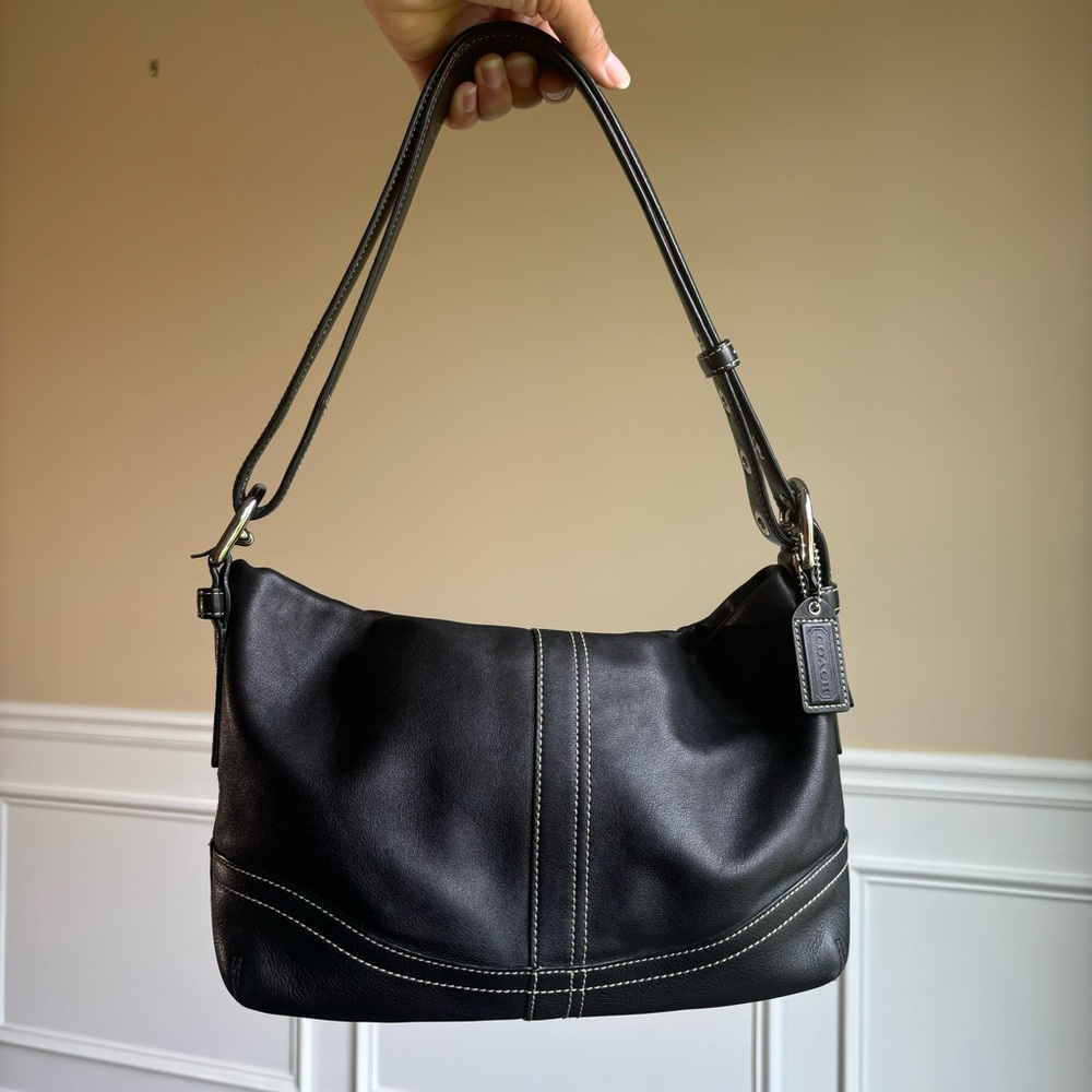 Coach Black Leather Shoulder Bag - Picture 4 of 15